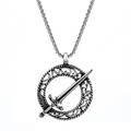 Vintage Geometric Round Stainless Steel Pendant Necklace